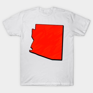 Bright Red Arizona Outline T-Shirt